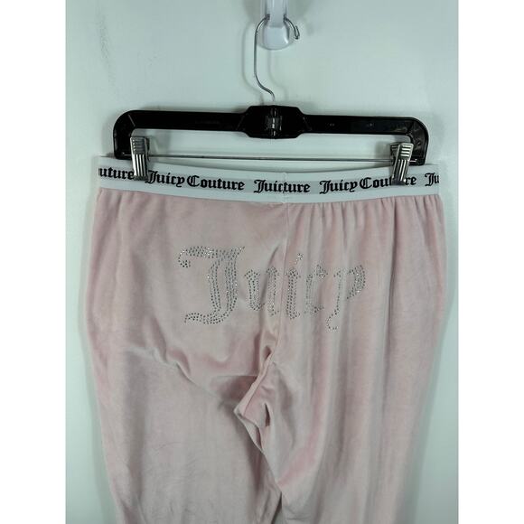 Juicy Couture Y2K  “JUICY” Jeweled Comfy Lounge Set Pink Velour Size Medium - Picture 4 of 16